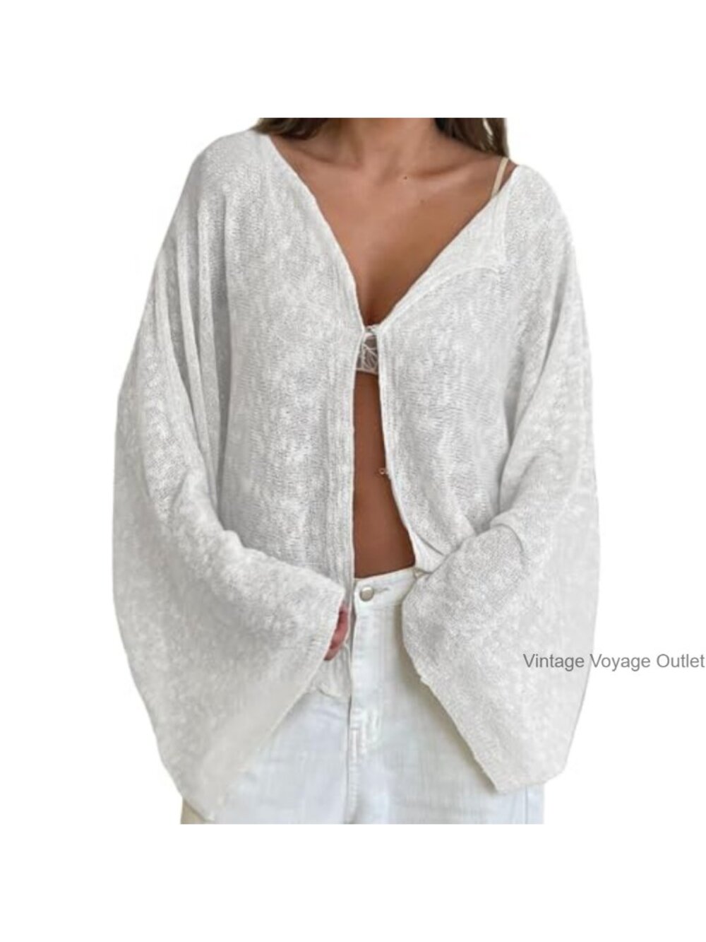 Womens Loose Knit Cardigan Boat Neck Hook Eye Long Sleeve Fall Sweater